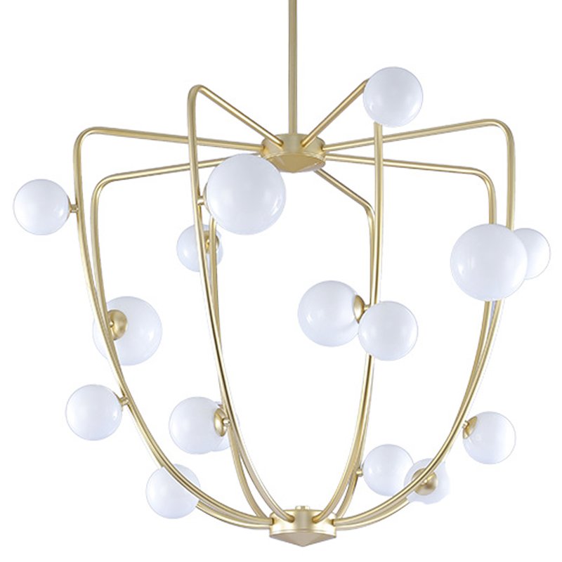 Люстра Cherry Bomb Cage Chandelier CB.36.01 Латунь Прозрачный белый Люстра Cherry Bomb Cage Chandelier CB.36.01 Латунь Прозрачный белый в Рязани | Loft Concept