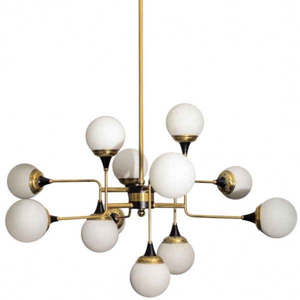 Люстра Ball Valley Random Chandelier Белый Латунь Черный Люстра Ball Valley Random Chandelier Белый Латунь Черный в Рязани | Loft Concept