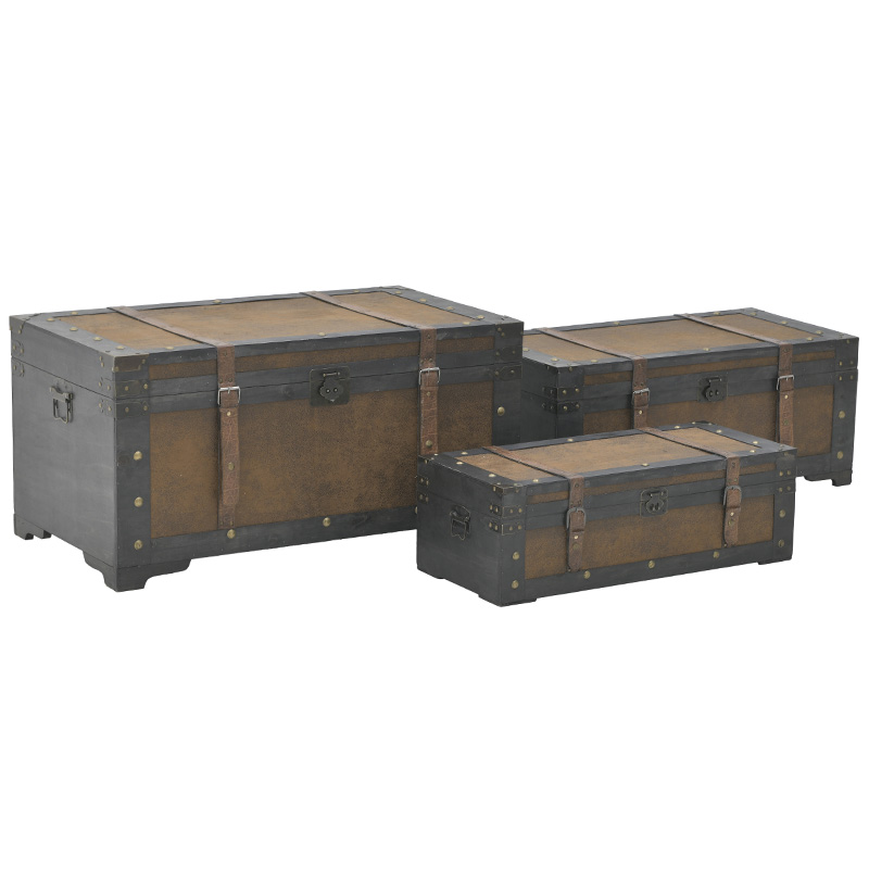 Деревянные сундуки набор из 3-х штук Dark Wood Chest Коричневый Деревянные сундуки набор из 3-х штук Dark Wood Chest Коричневый в Рязани | Loft Concept