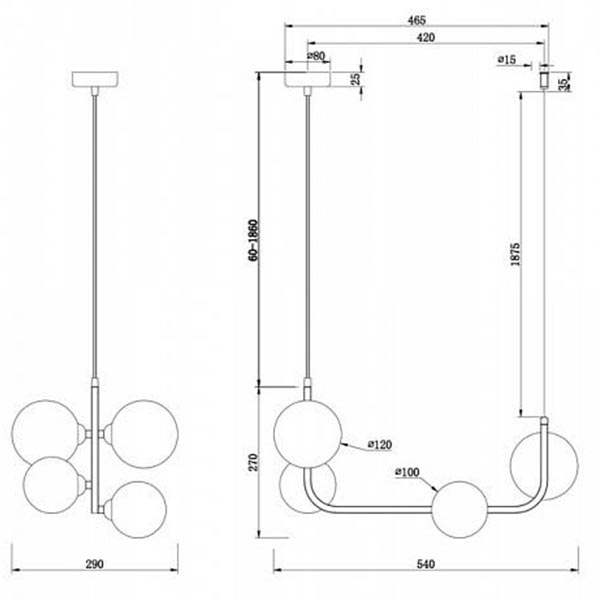 Люстра Marcan 4 Ball Chandelier Black Line Люстра Marcan 4 Ball Chandelier Black Line в Рязани