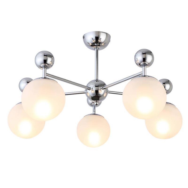 Потолочная люстра Demian Chrome Chandelier Хром Белый Потолочная люстра Demian Chrome Chandelier Хром Белый в Рязани | Loft Concept