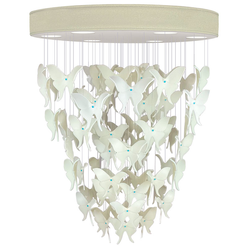 Люстра Белые Бабочки Жемчужно-серая база Night Butterflies Chandelier Бежево-серый Белый в Рязани | Loft Concept 
