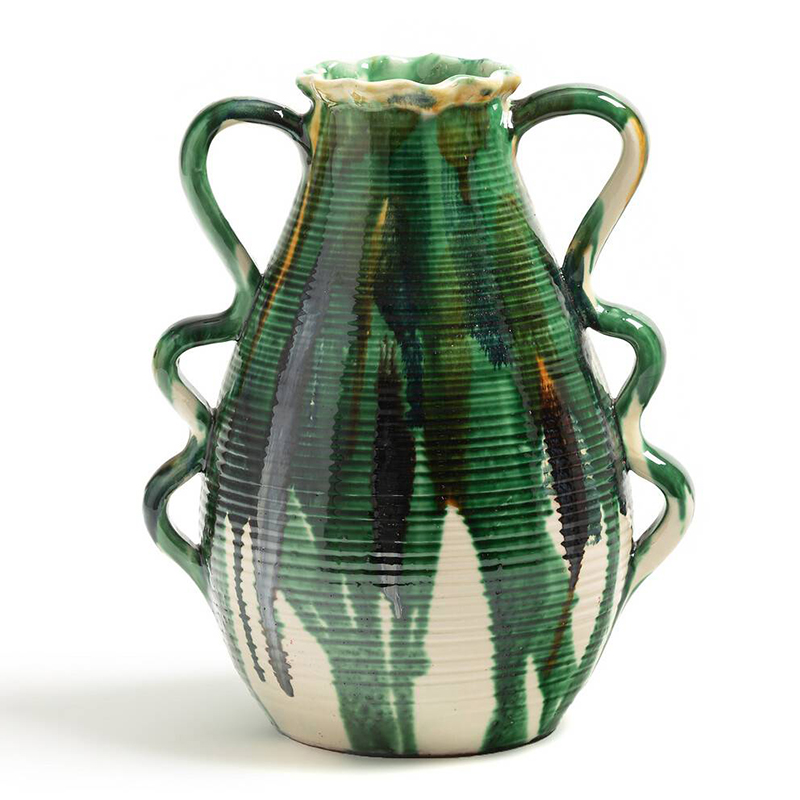 Ваза Faience Vase II Белый Зеленый Желтый Синий Ваза Faience Vase II Белый Зеленый Желтый Синий в Рязани | Loft Concept