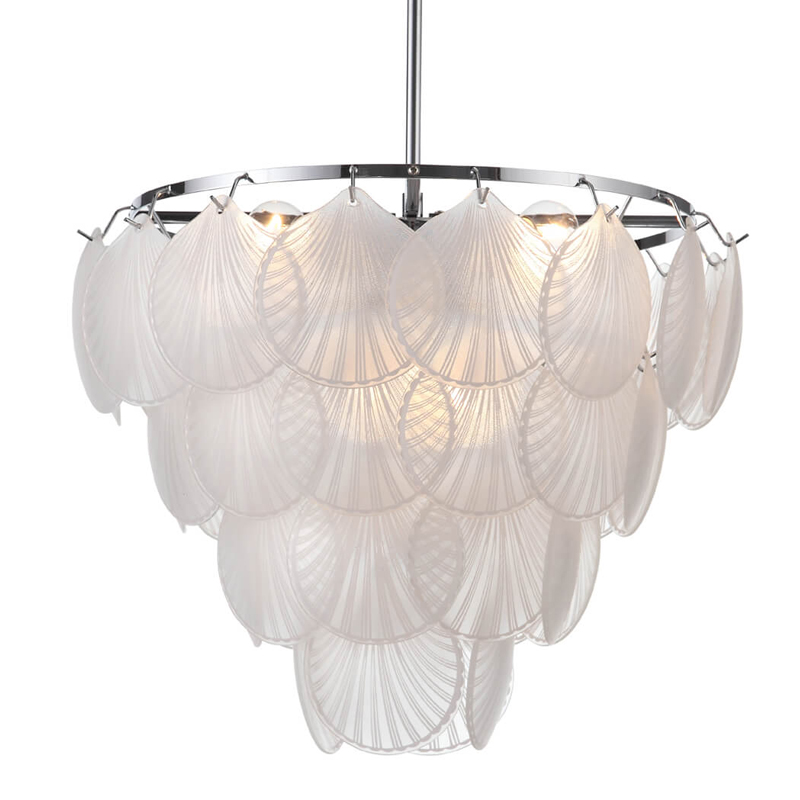 Люстра Glass Shells Suspension Chandelier Белый Хром Люстра Glass Shells Suspension Chandelier Белый Хром в Рязани | Loft Concept