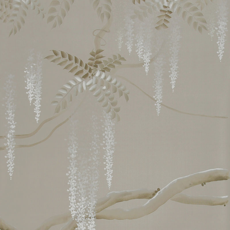 Обои ручная роспись Wisteria Limewash on Lead Grey dyed silk Обои ручная роспись Wisteria Limewash on Lead Grey dyed silk в Рязани | Loft Concept