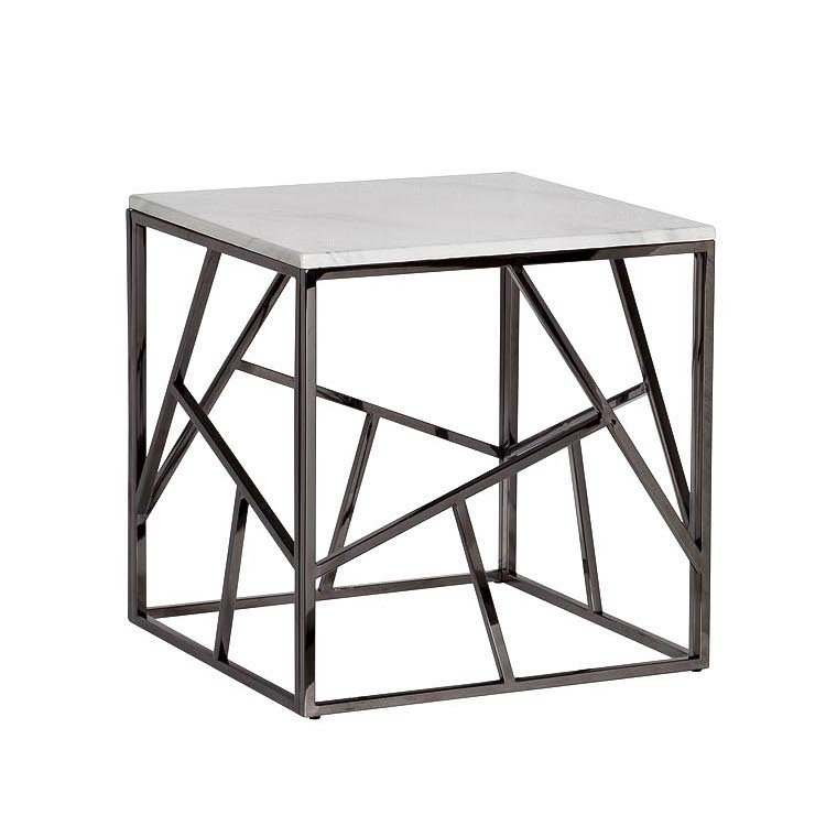 Приставной стол Serene Furnishing Dark Chrome Marble Top Хром Белый Приставной стол Serene Furnishing Dark Chrome Marble Top Хром Белый в Рязани | Loft Concept