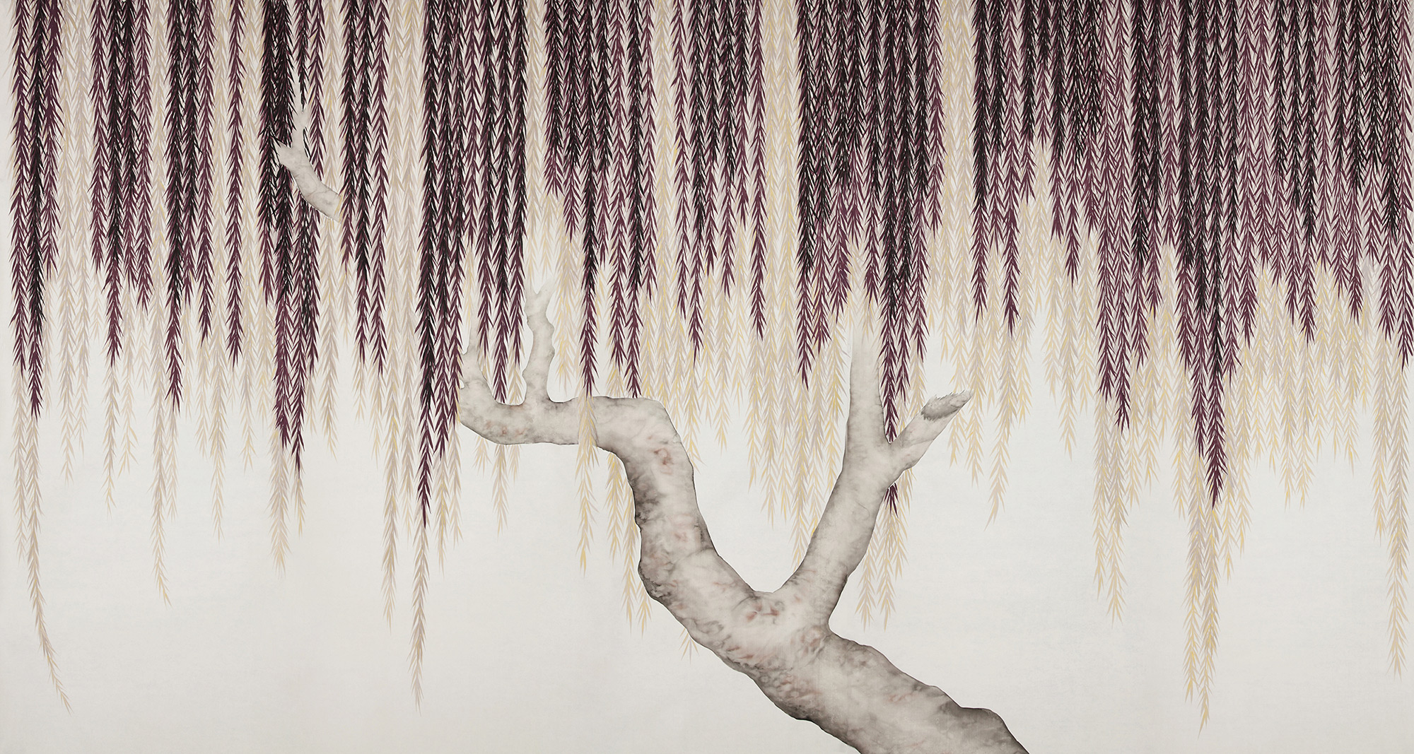 Обои ручная роспись Willow Boysenberry on Bleached White dyed silk Обои ручная роспись Willow Boysenberry on Bleached White dyed silk - постер Loft-Concept в Рязани