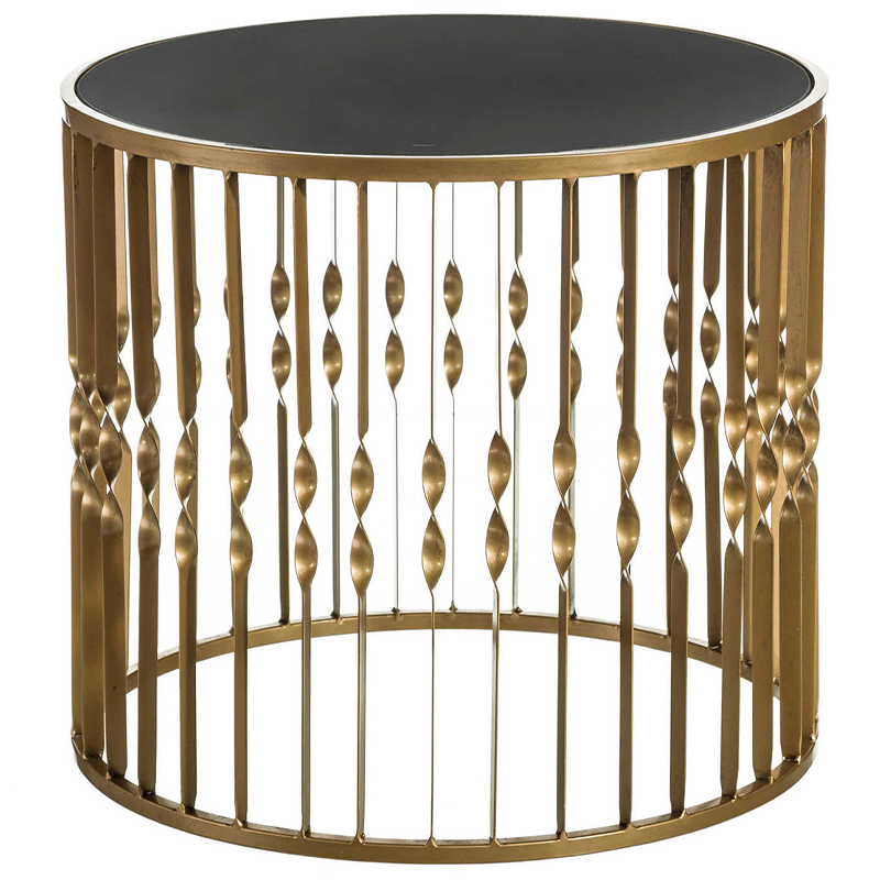 Круглый кофейный стол Arla Round Coffee Table Черный Золотой Круглый кофейный стол Arla Round Coffee Table Черный Золотой в Рязани | Loft Concept