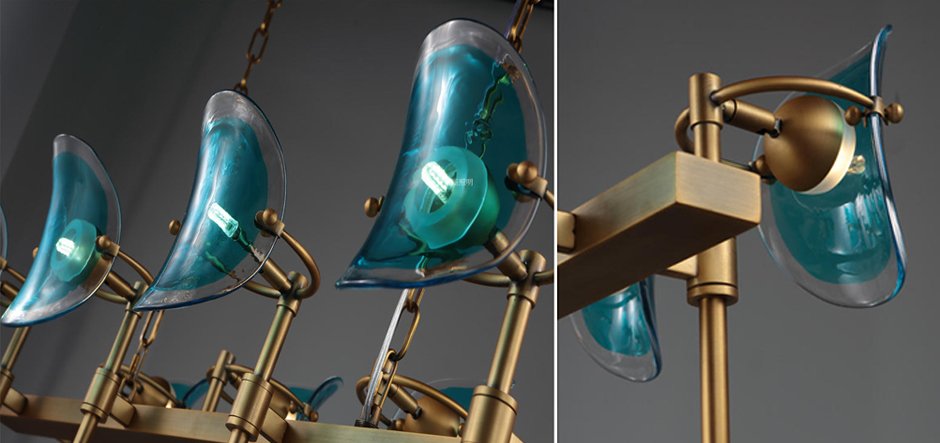 Люстра Lily Turquoise Glass rectangle Люстра Lily Turquoise Glass rectangle - Loft-Concept в Рязани