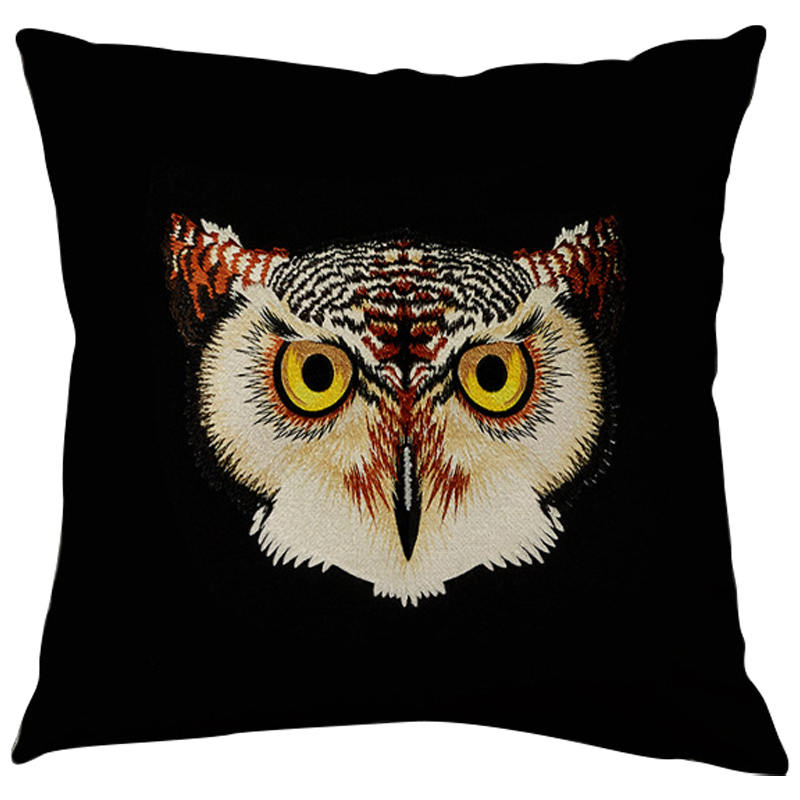 Декоративная подушка Стиль Gucci Owl Black Черный Коричневый Желтый Бежевый Декоративная подушка Стиль Gucci Owl Black Черный Коричневый Желтый Бежевый в Рязани | Loft Concept
