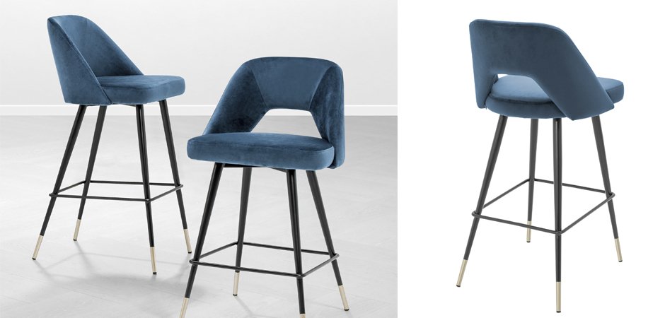 Барный стул Eichholtz Bar Stool Avorio Blue Барный стул Eichholtz Bar Stool Avorio Blue - Loft-Concept в Рязани