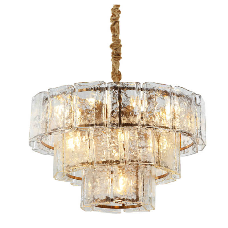 Люстра многоярусная Textured Glass Chandelier D60 Бронза Прозрачное Стекло Люстра многоярусная Textured Glass Chandelier D60 Бронза Прозрачное Стекло в Рязани | Loft Concept