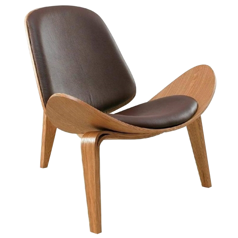 Дизайнерское кресло Shell Chair CH07 Экокожа Коричневый Дизайнерское кресло Shell Chair CH07 Экокожа Коричневый в Рязани | Loft Concept