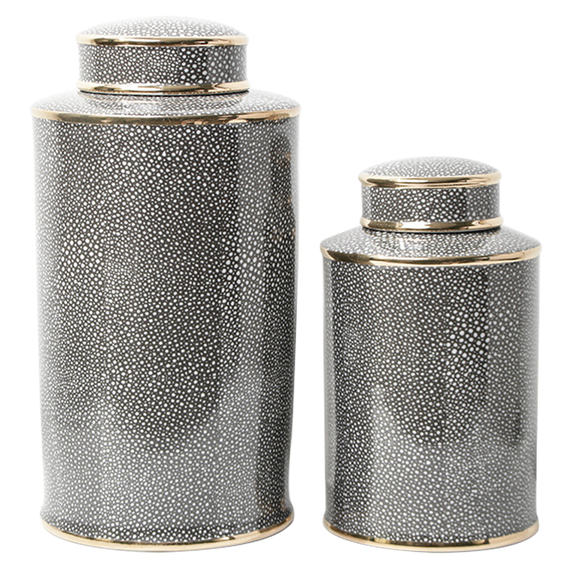 Ваза с крышкой Ceramic Grey Ornament Gold Vase Серый Золотой Ваза с крышкой Ceramic Grey Ornament Gold Vase Серый Золотой в Рязани | Loft Concept