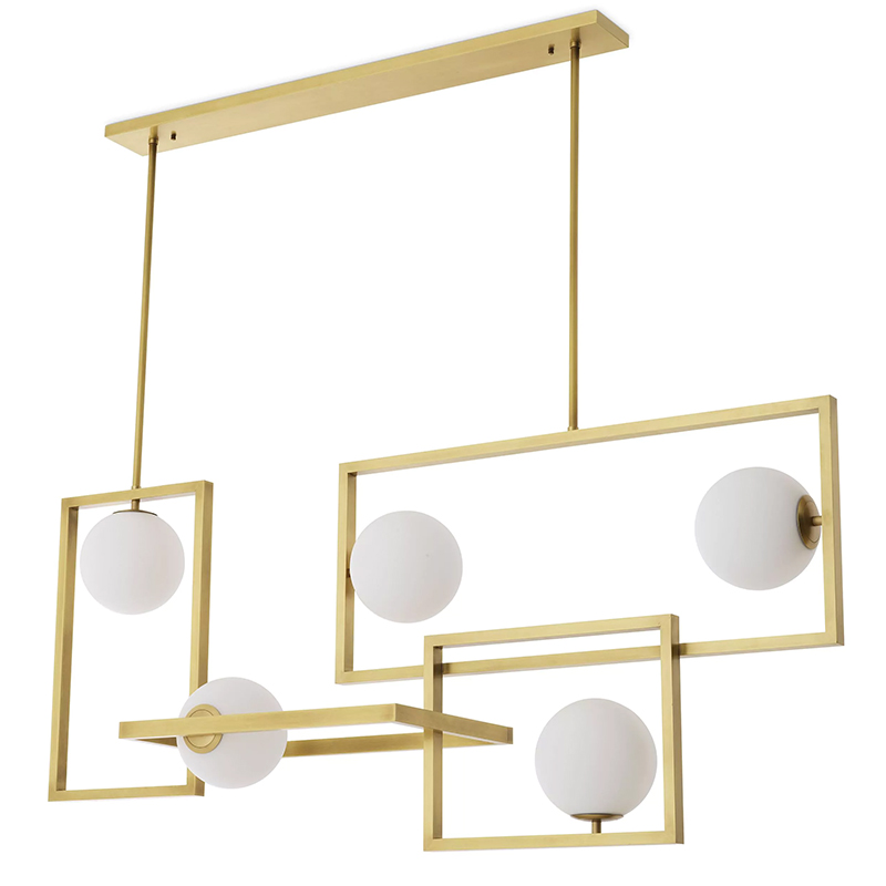 Люстра Eichholtz Chandelier Erasmus Золотой Белое матовое стекло Люстра Eichholtz Chandelier Erasmus Золотой Белое матовое стекло в Рязани | Loft Concept