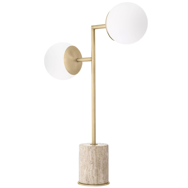 Настольная лампа Eichholtz Table Lamp Zanotta Бежево-серый Латунь Белый в Рязани | Loft Concept 