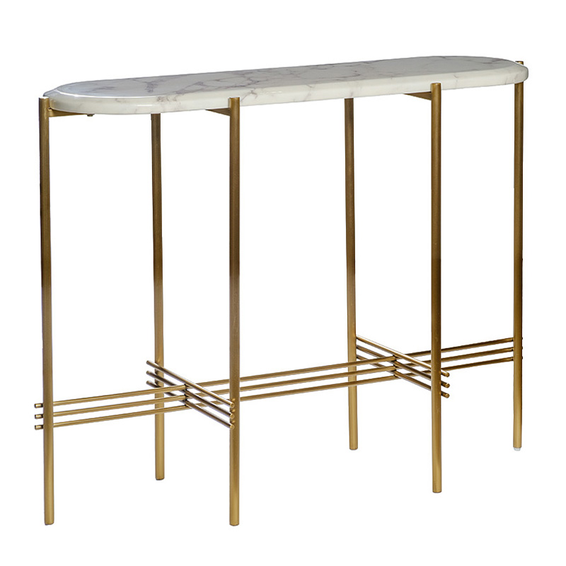 Консоль Andrine Console Белый Мрамор Bianco матовое золото Консоль Andrine Console Белый Мрамор Bianco матовое золото в Рязани | Loft Concept