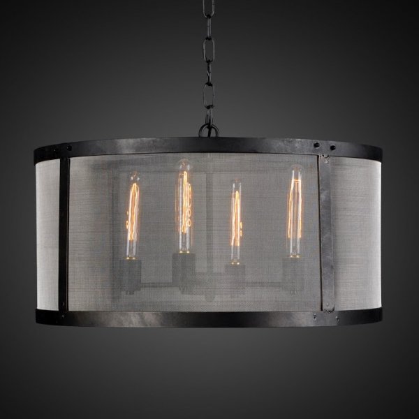 Люстра RH Riveted Mesh Chandelier Round Черный Люстра RH Riveted Mesh Chandelier Round Черный в Рязани | Loft Concept