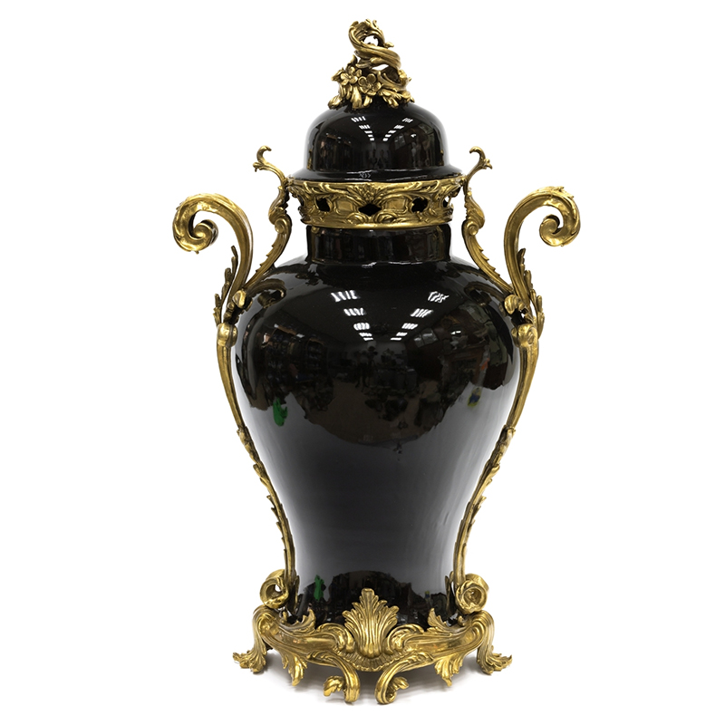 Большая ваза Selenia Black Vase Bronze Patterns Черный Бронза Большая ваза Selenia Black Vase Bronze Patterns Черный Бронза в Рязани | Loft Concept