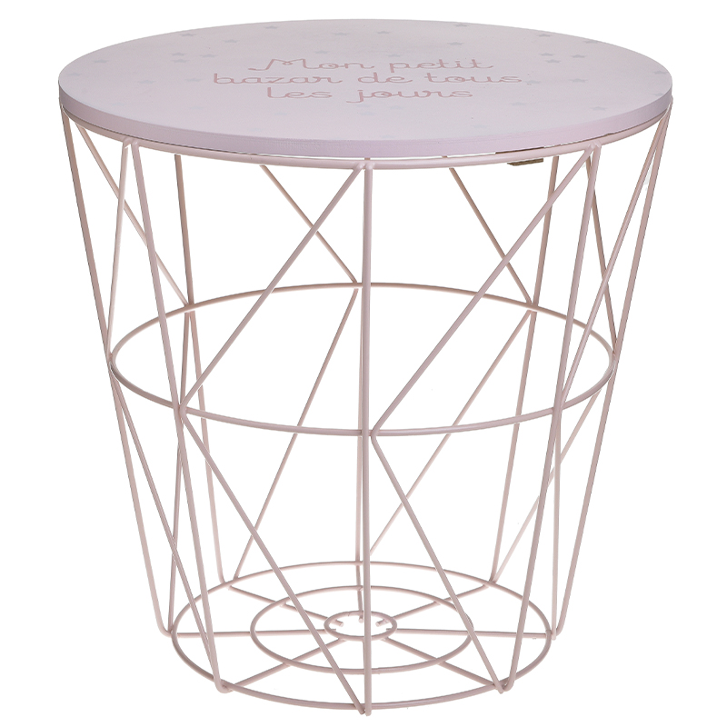 Круглый приставной стол-корзина Pink Wire Basket Side Table Розовый в Рязани | Loft Concept 