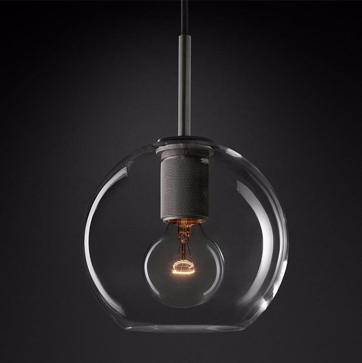 Подвесной светильник RH Utilitaire Globe Pendant Black Темная бронза Прозрачное Стекло Подвесной светильник RH Utilitaire Globe Pendant Black Темная бронза Прозрачное Стекло в Рязани | Loft Concept