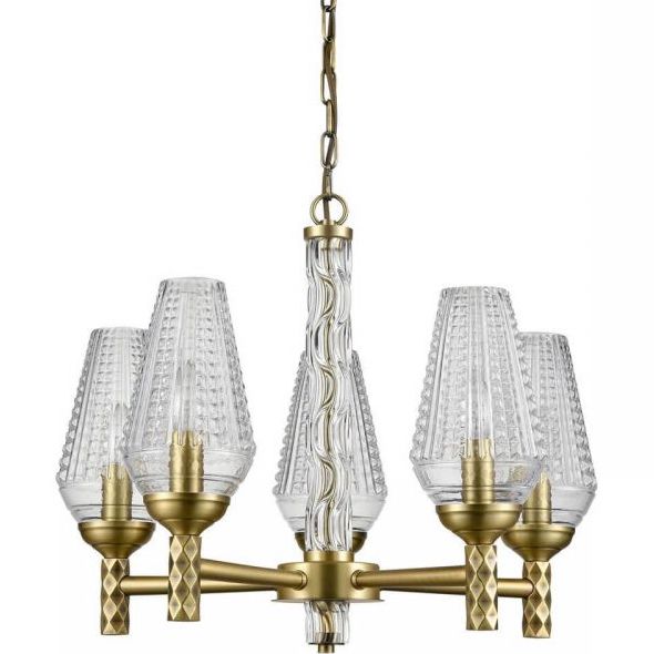 Люстра Ribbed Chandelier Латунь Прозрачный Люстра Ribbed Chandelier Латунь Прозрачный в Рязани | Loft Concept