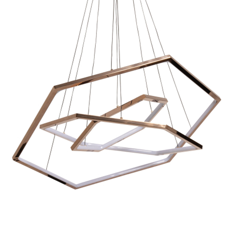 Люстра с 3-мя подвесами в виде шестиугольников Hexagon Horizontal Золотой в Рязани | Loft Concept 