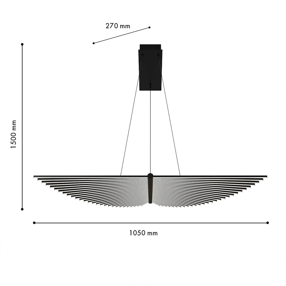 Люстра в виде распахнутых крыльев из тонких металлических планок Flight of Freedom в Рязани