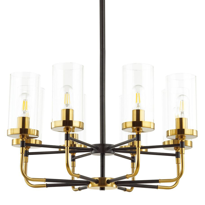 Люстра Greger chandelier 8 Черный Глянцевое золото Прозрачный Люстра Greger chandelier 8 Черный Глянцевое золото Прозрачный в Рязани | Loft Concept