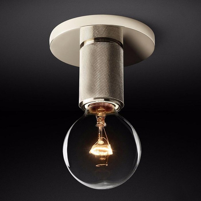 Потолочный светильник RH Utilitaire Socket Flushmount Silver Никель в Рязани | Loft Concept 