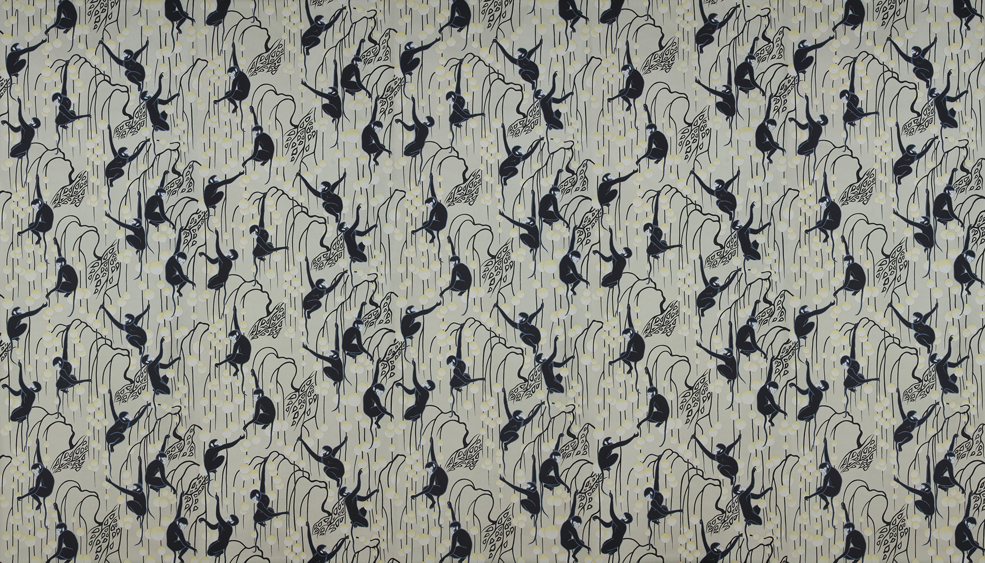 Обои ручная роспись Deco Monkeys Terracotta on Icefield dyed silk Обои ручная роспись Deco Monkeys Terracotta on Icefield dyed silk - постер Loft-Concept в Рязани