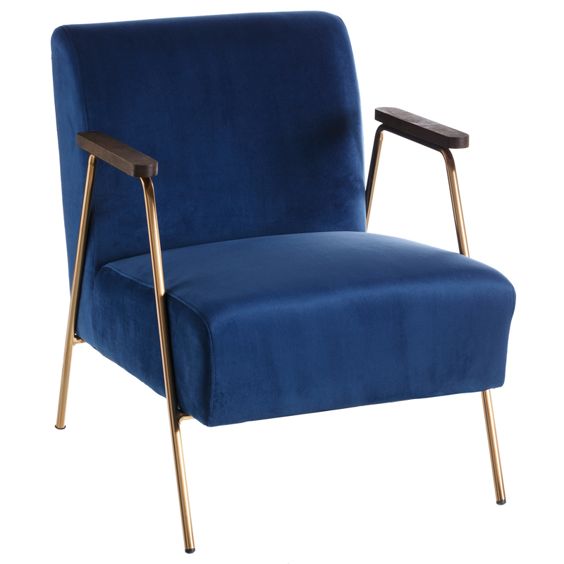 Кресло Domitila Armchair blue Синий Золотой Коричневый Кресло Domitila Armchair blue Синий Золотой Коричневый в Рязани | Loft Concept