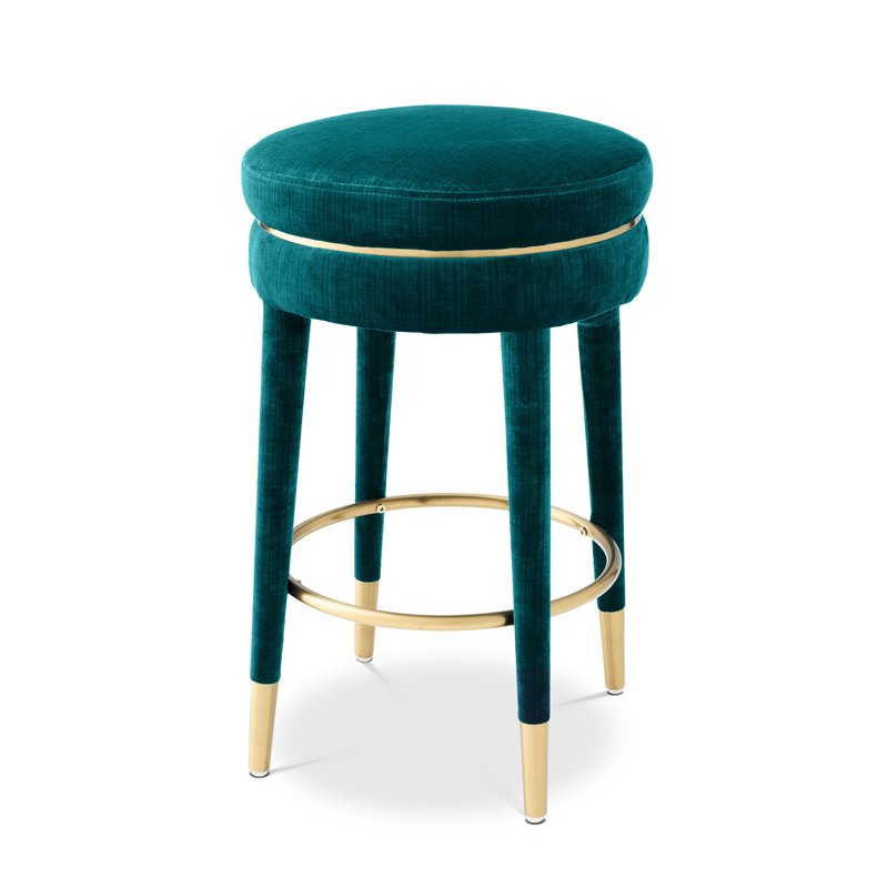 Полубарный стул Eichholtz Counter Stool Parisian blue Бирюзовый Латунь Полубарный стул Eichholtz Counter Stool Parisian blue Бирюзовый Латунь в Рязани | Loft Concept