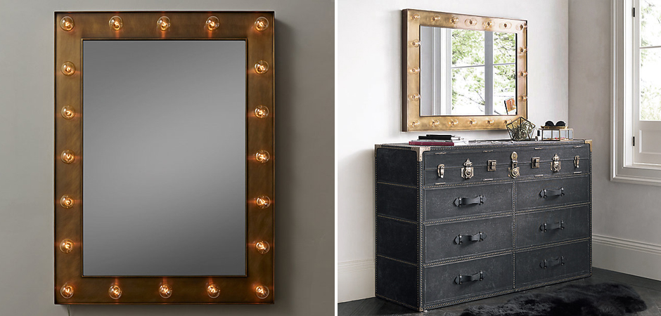 Зеркало с подсветкой Restoration Hardware ILLUMINATED Mirror brass Зеркало с подсветкой Restoration Hardware ILLUMINATED Mirror brass - Loft-Concept в Рязани