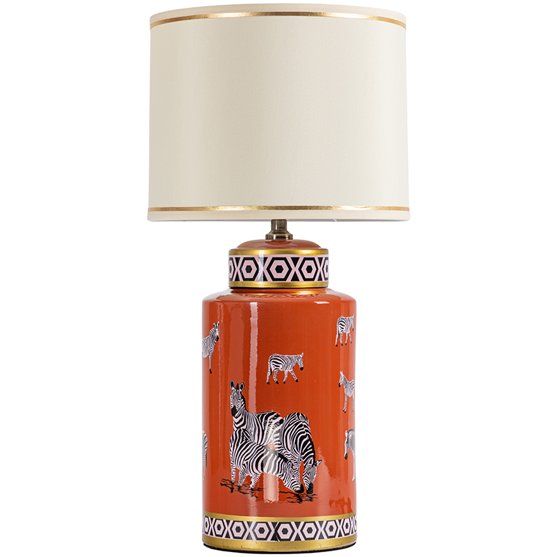 Настольная лампа Zebra Orange Lampshade Оранжевый Черно-белый Бежевый Золотой Настольная лампа Zebra Orange Lampshade Оранжевый Черно-белый Бежевый Золотой в Рязани | Loft Concept