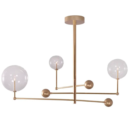 Подвесной светильник Globe Mobile 3 brass Латунь Прозрачное Стекло в Рязани | Loft Concept 
