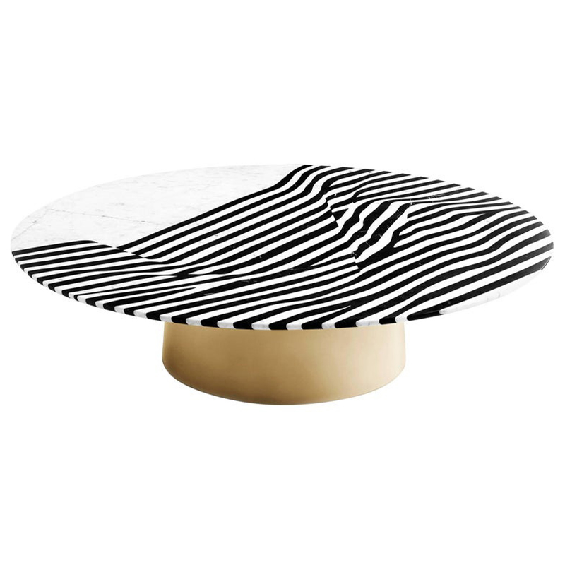 Кофейный стол Stein Marble Coffee Table Черно-белый Латунь Кофейный стол Stein Marble Coffee Table Черно-белый Латунь в Рязани | Loft Concept