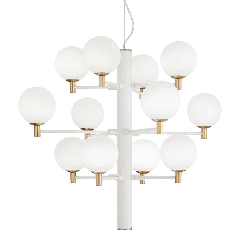 Люстра Italian Globe Abstraction Light White 12 Белый Золотой Люстра Italian Globe Abstraction Light White 12 Белый Золотой в Рязани | Loft Concept
