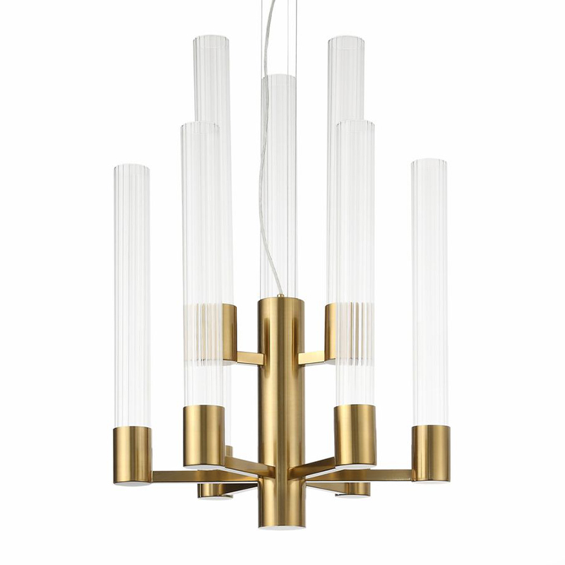 Люстра Jenae Glass Tubes Chandelier 9 Латунь Прозрачное Стекло Люстра Jenae Glass Tubes Chandelier 9 Латунь Прозрачное Стекло в Рязани | Loft Concept