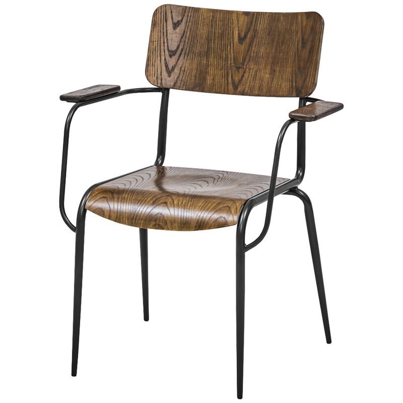 Стул с подлокотниками Joshua Loft Stool with armrests Коричневый Черный Стул с подлокотниками Joshua Loft Stool with armrests Коричневый Черный в Рязани | Loft Concept