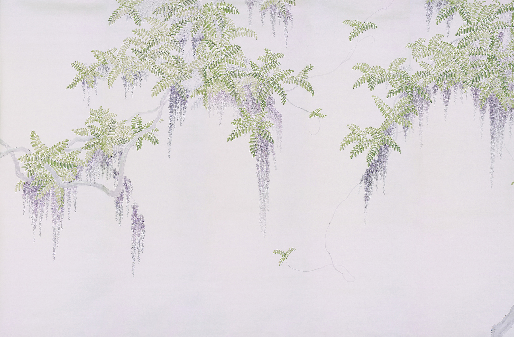 Обои в японском стиле Wisteria Lavender on Lilac Mica metallic Xuan paper Обои в японском стиле Wisteria Lavender on Lilac Mica metallic Xuan paper - постер Loft-Concept в Рязани
