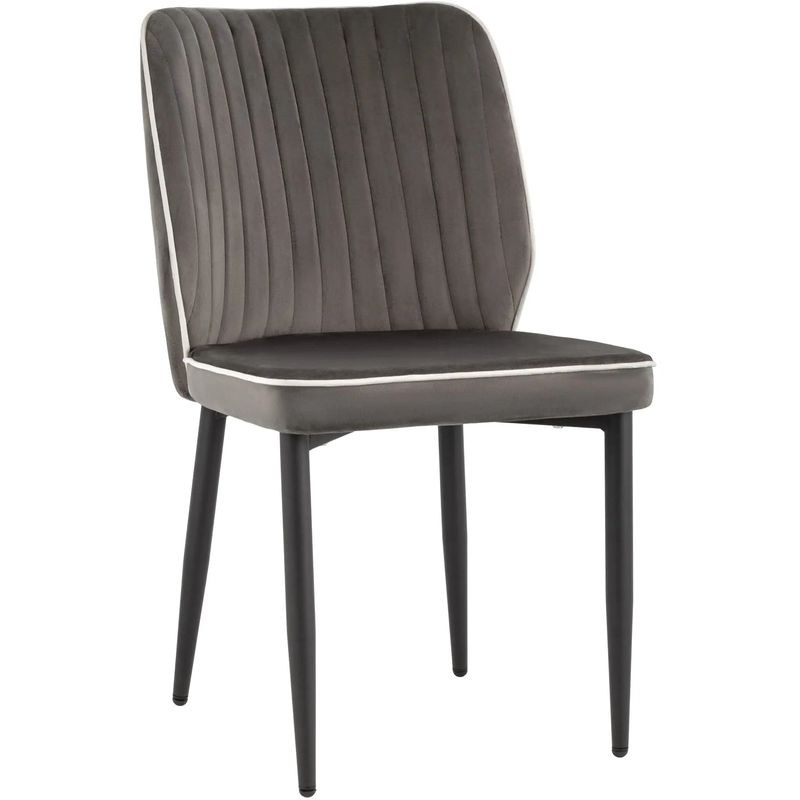 Стул Lawrence Chair Серый Велюр Белый кант Серый Белый Черный Стул Lawrence Chair Серый Велюр Белый кант Серый Белый Черный в Рязани | Loft Concept