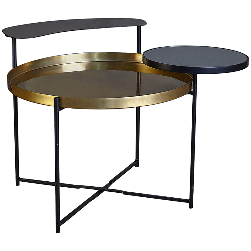 Кофейный стол Rena Round Coffee Table Латунь Черный в Рязани | Loft Concept 