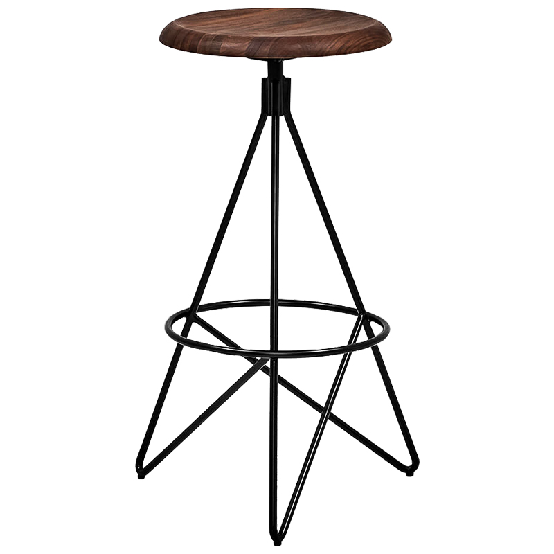 Барный стул Star Loft Stool Черный Коричневый Барный стул Star Loft Stool Черный Коричневый в Рязани | Loft Concept