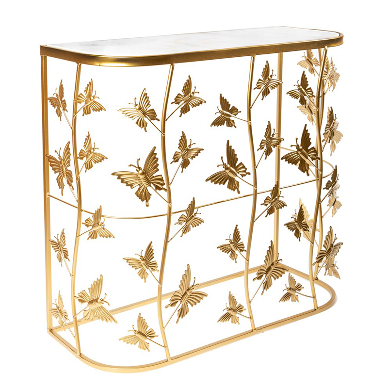 Консоль Gold Butterfly белый мрамор Белый Мрамор Bianco Золотой Консоль Gold Butterfly белый мрамор Белый Мрамор Bianco Золотой в Рязани | Loft Concept