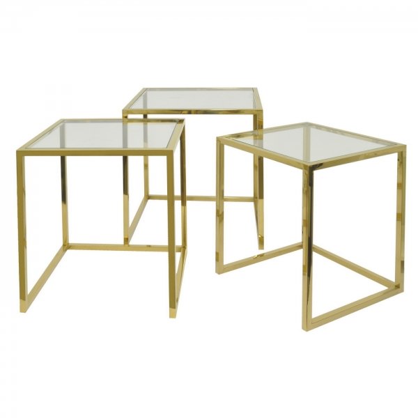Набор из 3-х столов Goldika Table Глянцевое золото Набор из 3-х столов Goldika Table Глянцевое золото в Рязани | Loft Concept