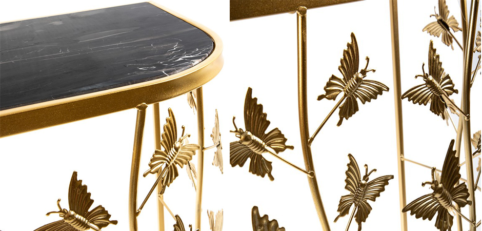 Консоль Gold Butterfly чёрный мрамор Консоль Gold Butterfly чёрный мрамор - Loft-Concept в Рязани