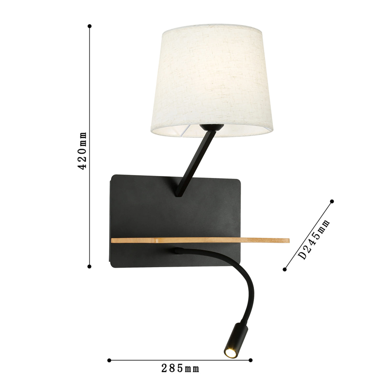Бра с абажуром и гибким спотом Trumpet Wall Black USB Бра с абажуром и гибким спотом Trumpet Wall Black USB в Рязани
