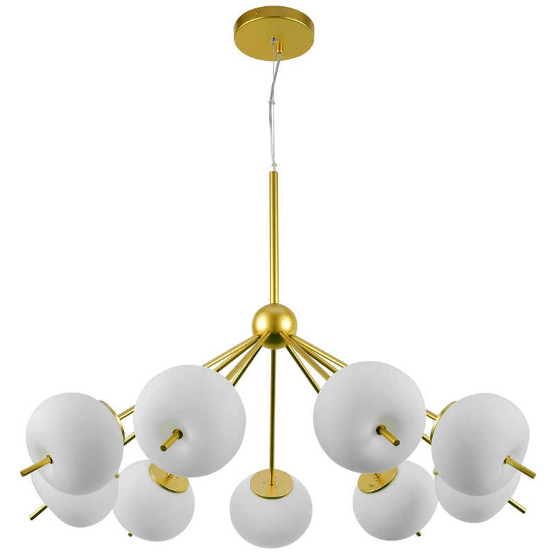 Люстра White ball brass Louise 9 Белое матовое стекло Латунь Люстра White ball brass Louise 9 Белое матовое стекло Латунь в Рязани | Loft Concept