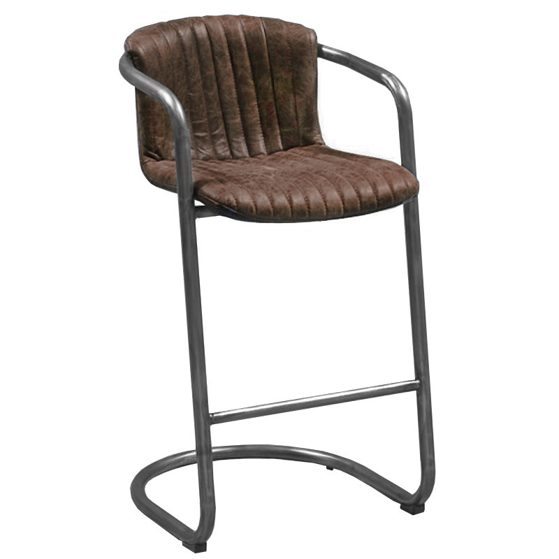 Барный стул Desmond bar stool LEATHER Brown Коричневый винтаж Графитовый Барный стул Desmond bar stool LEATHER Brown Коричневый винтаж Графитовый в Рязани | Loft Concept